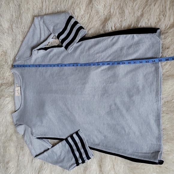 Mind Matter SoHo Varsity Style Shift Tee Shirt Dress Heathered Gray Navy Blue - Picture 8 of 10